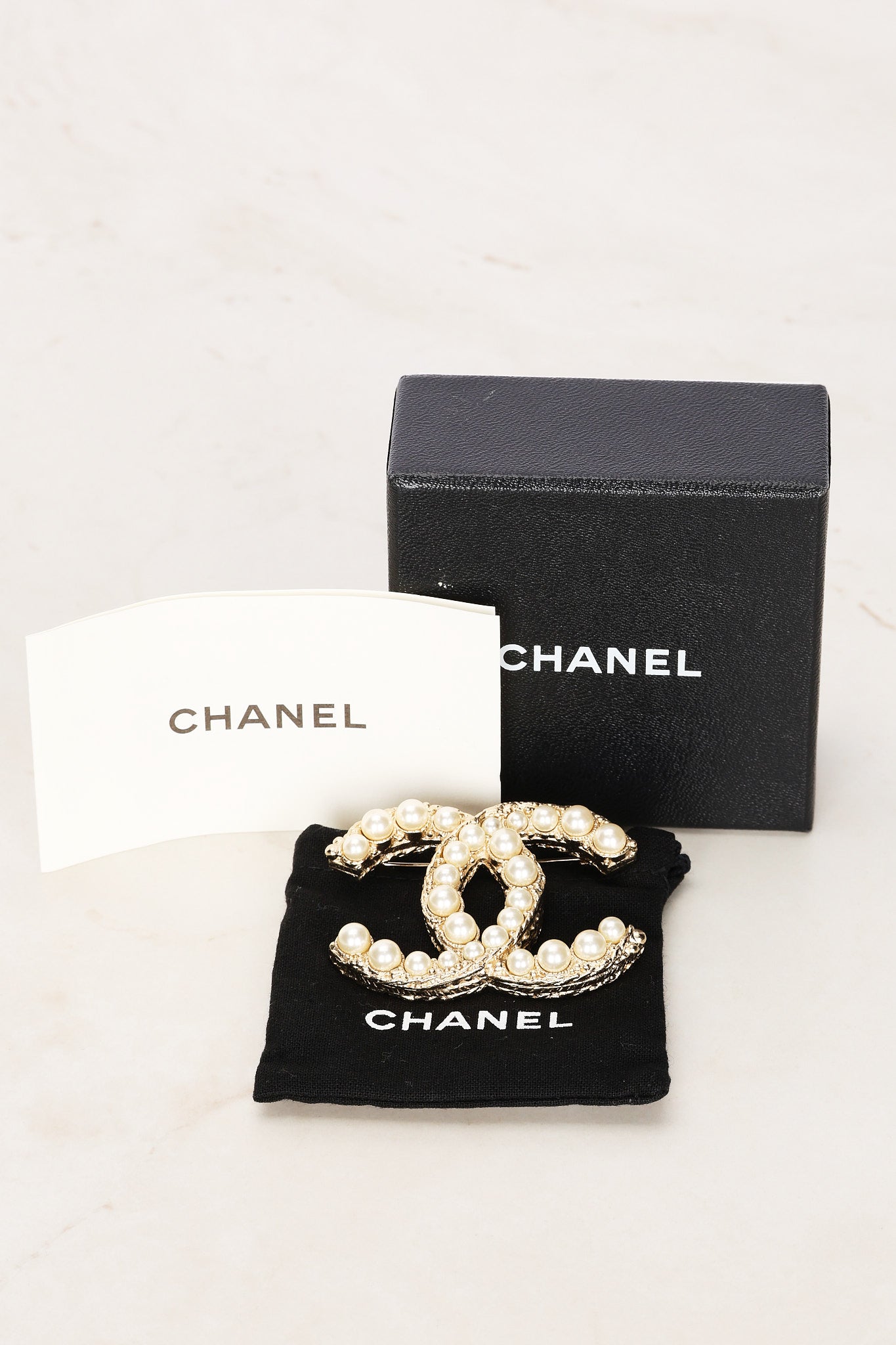 Chanel 2013 Champagne Pearl CC Brooch