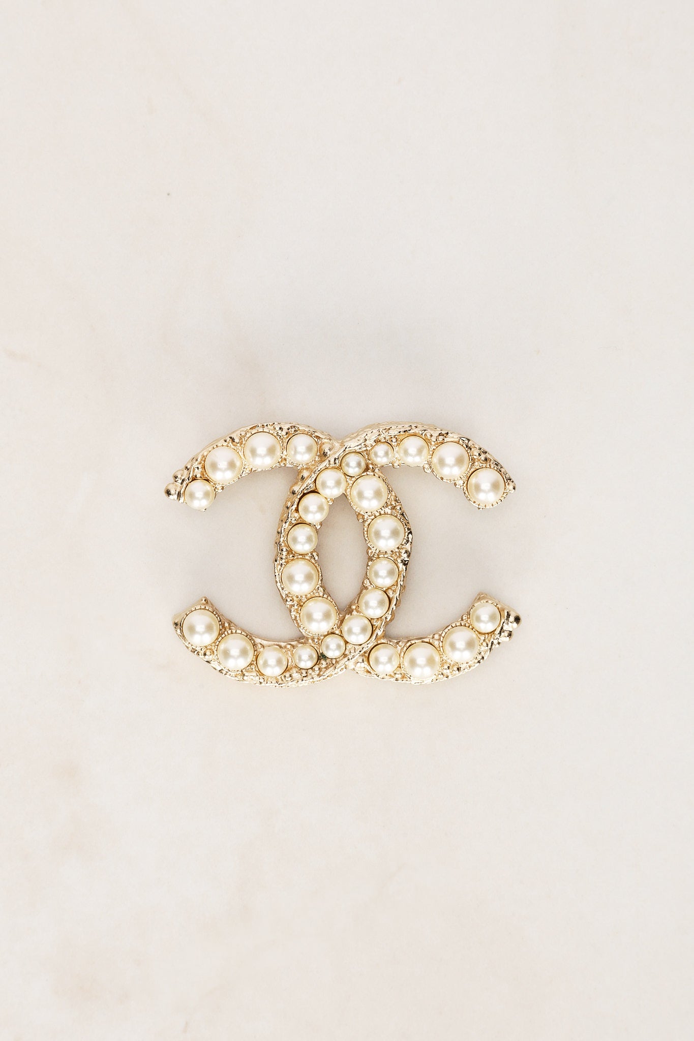 Chanel 2013 Champagne Pearl CC Brooch