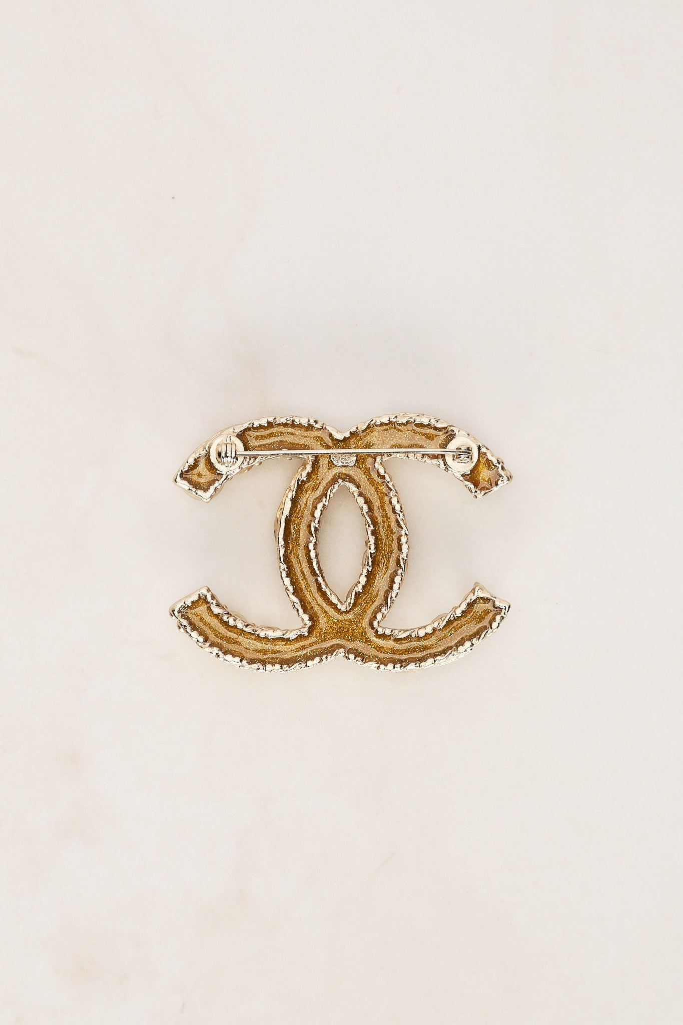 Chanel 2013 Champagne Pearl CC Brooch