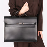Hermès Kelly Depeches Briefcase Noir Box 2005 PHW