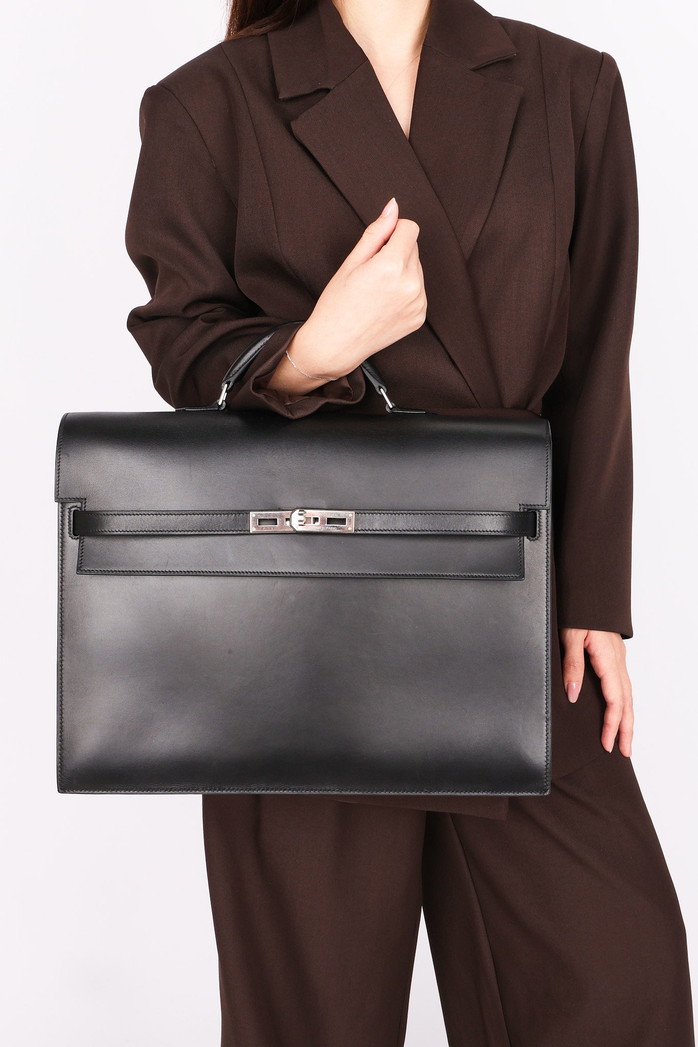 Hermès Kelly Depeches Briefcase Noir Box 2005 PHW