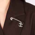 Chanel 2001 Crystal Paper Clip Pin Brooch