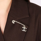 Chanel 2001 Crystal Paper Clip Pin Brooch