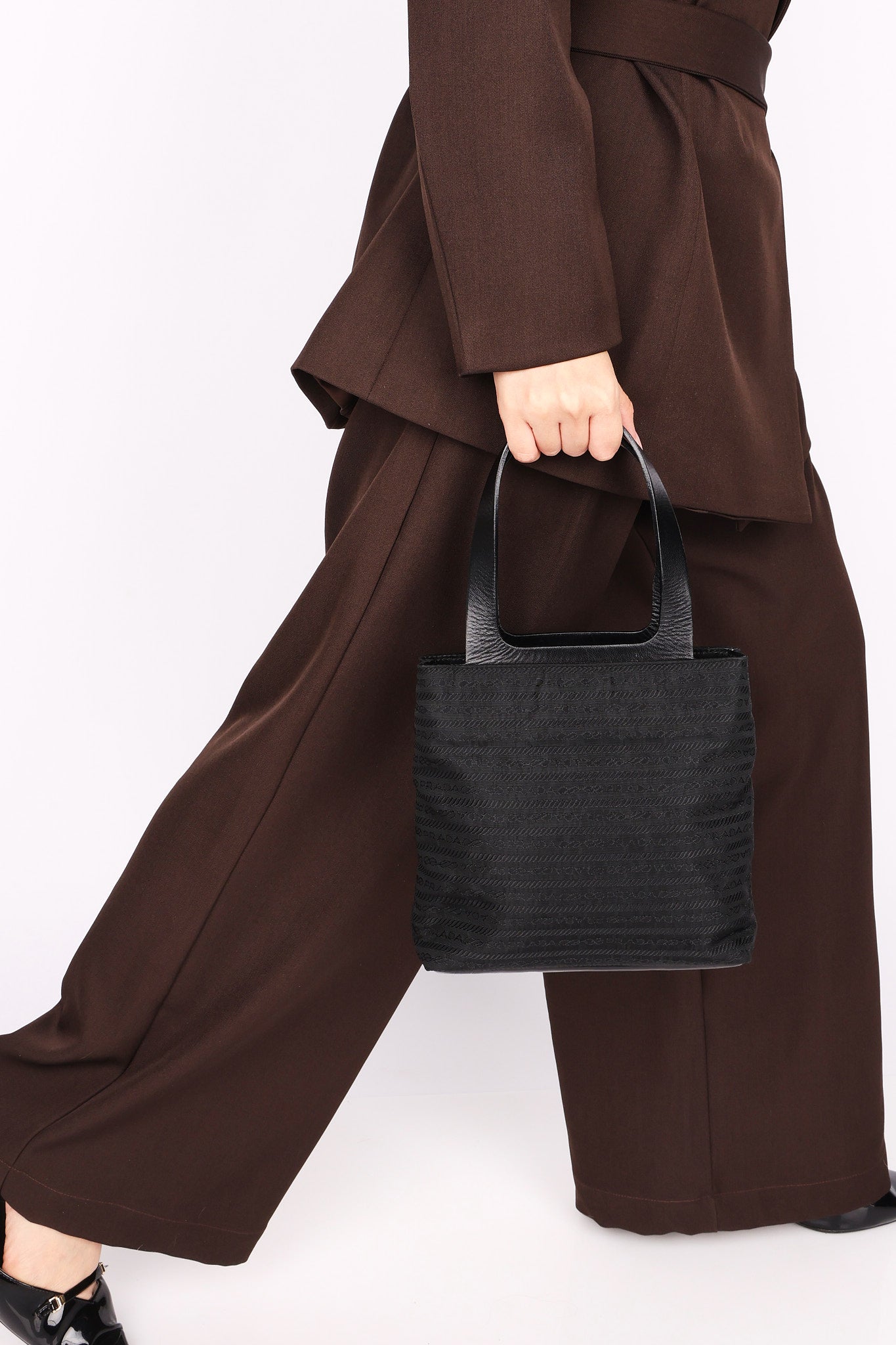 Prada Logo Nylon Top Handle Bag