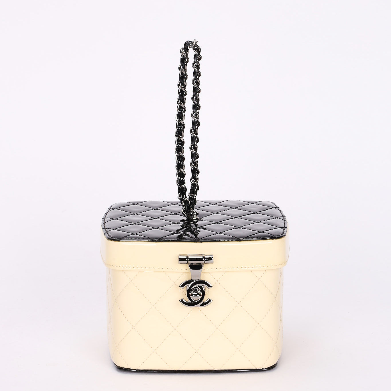 Chanel Bicolor Patent Vanity Case Top Handle Bag DSHW