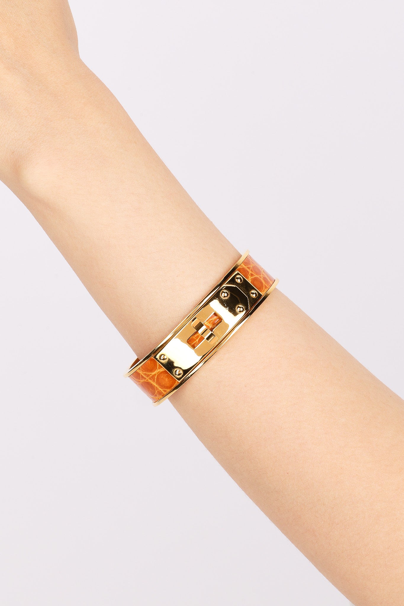 Vintage Hermès Alligator Kelly Bangle Cuff Bracelet