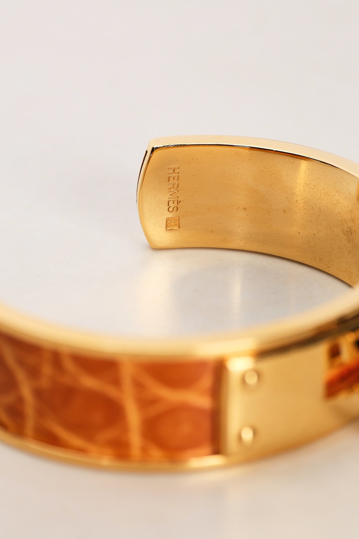 Vintage Hermès Alligator Kelly Bangle Cuff Bracelet