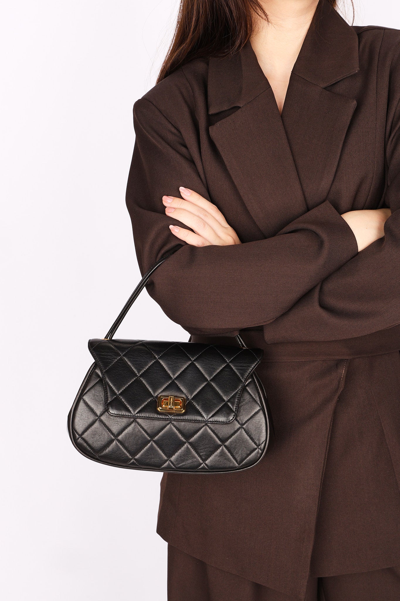 Chanel Mademoiselle Top Handle Bag Black Lambskin GHW