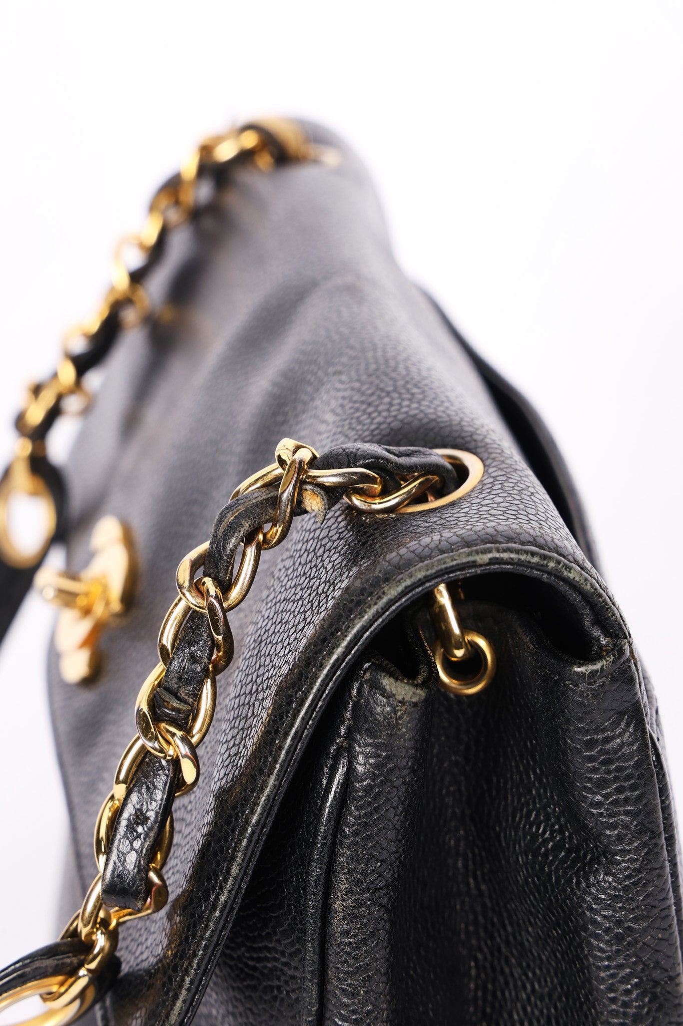 Chanel Triple CC Shoulder Bag Black Caviar 24K GP
