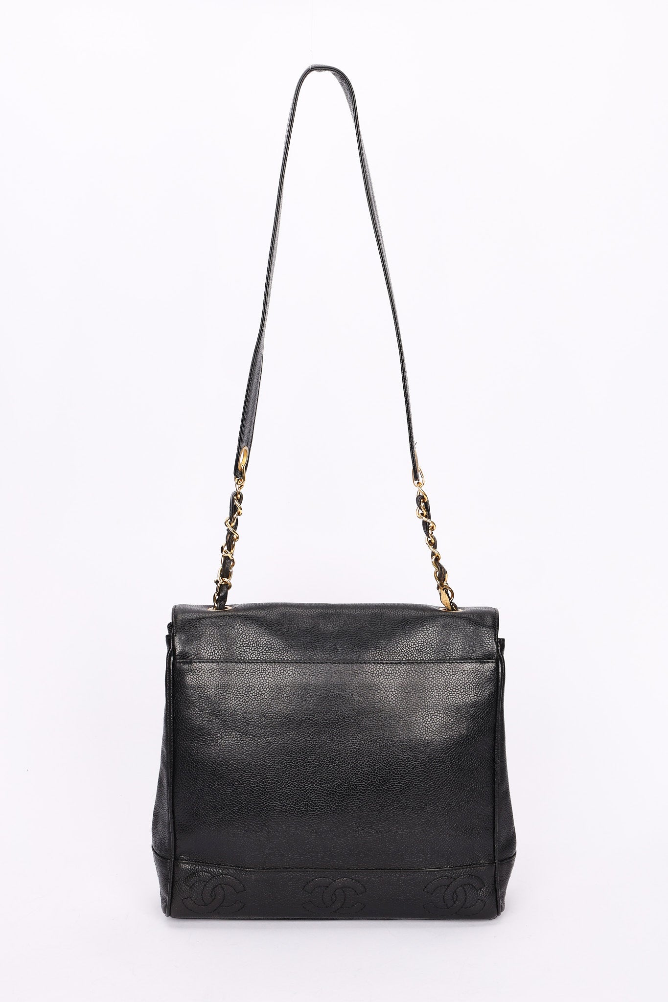 Chanel Triple CC Shoulder Bag Black Caviar 24K GP