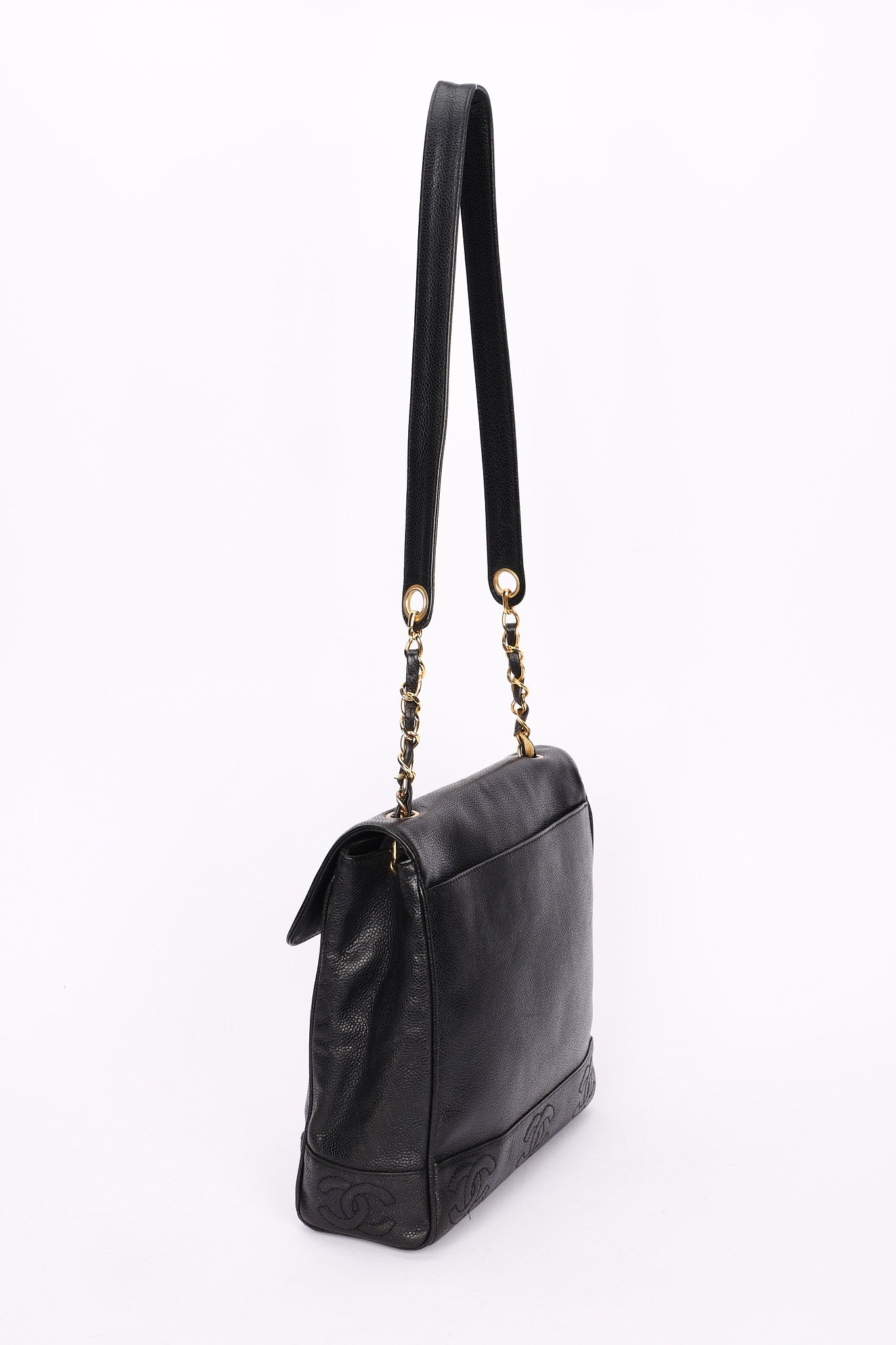 Chanel Triple CC Shoulder Bag Black Caviar 24K GP