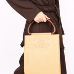 Chanel Wood Top Handle Bag Dark Beige Caviar 1998