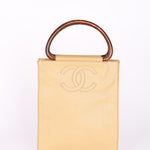 Chanel Wood Top Handle Bag Dark Beige Caviar