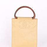 Chanel Wood Top Handle Bag Dark Beige Caviar