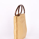 Chanel Wood Top Handle Bag Dark Beige Caviar
