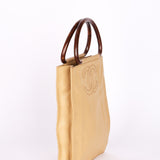 Chanel Wood Top Handle Bag Dark Beige Caviar