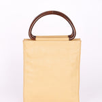 Chanel Wood Top Handle Bag Dark Beige Caviar