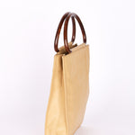Chanel Wood Top Handle Bag Dark Beige Caviar