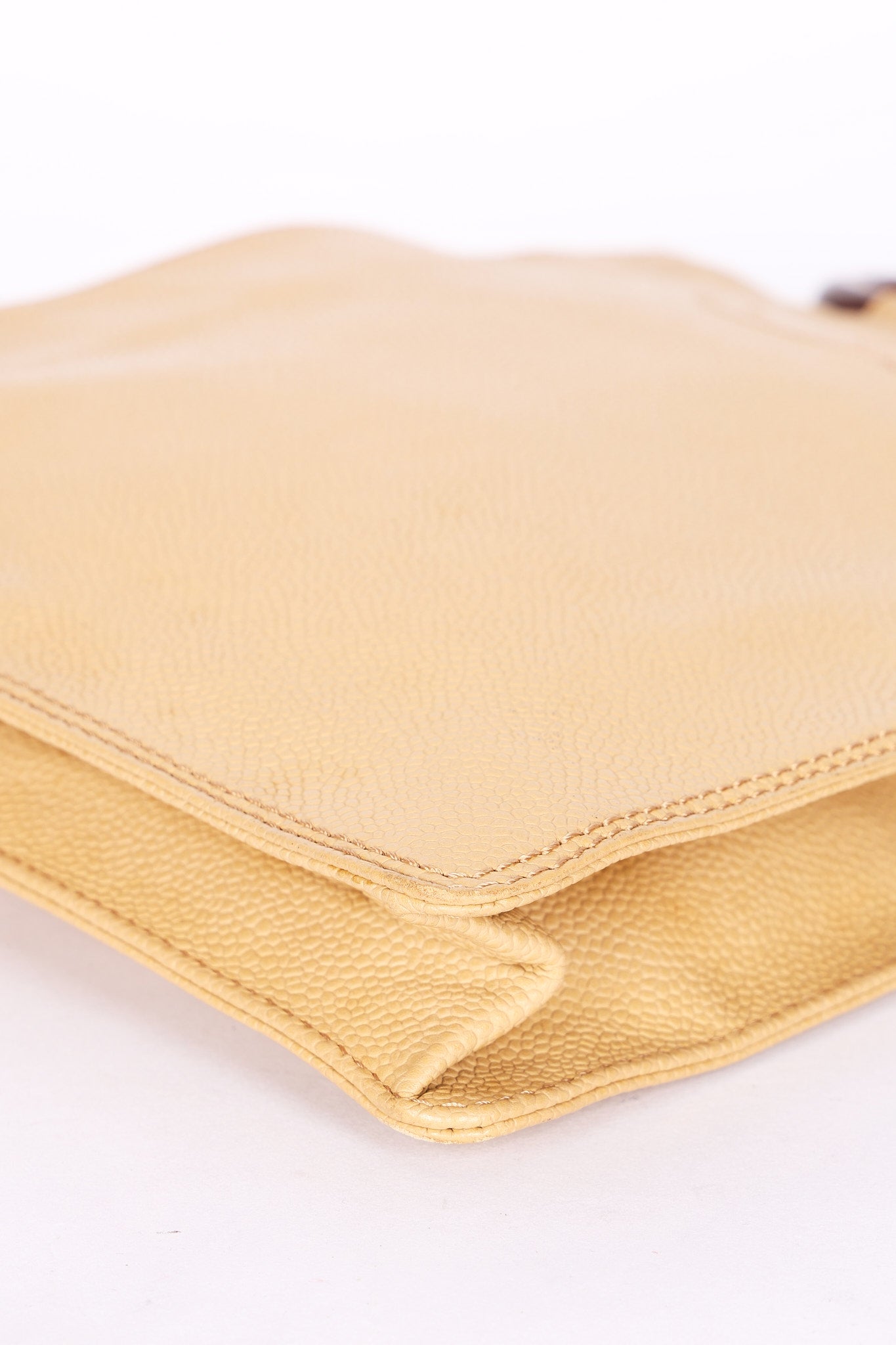 Chanel Wood Top Handle Bag Dark Beige Caviar