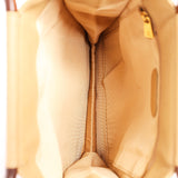 Chanel Wood Top Handle Bag Dark Beige Caviar