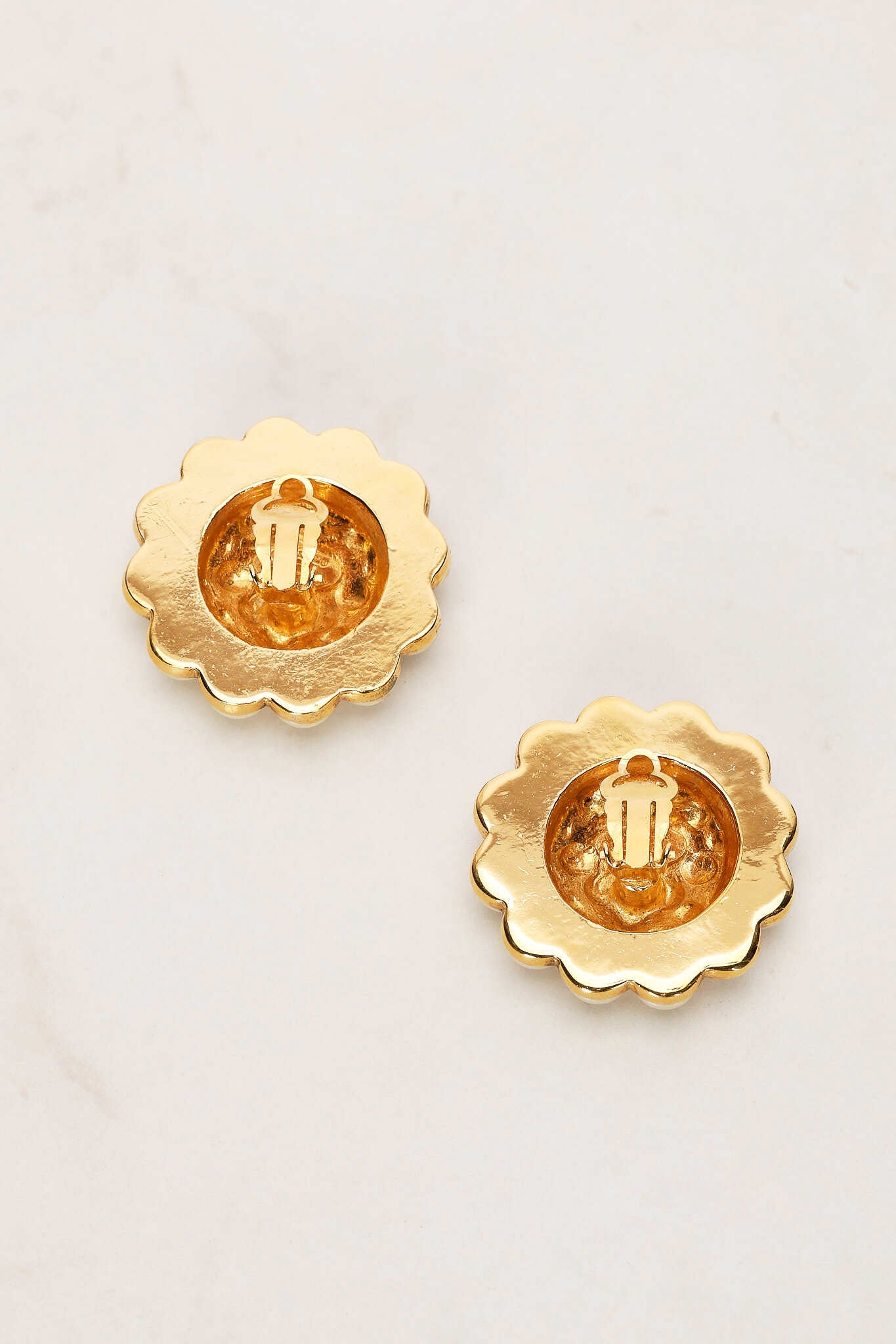 Chanel 1984 Woven CC Pearl Clip-On Earrings 24K GP