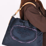 Prada Tessuto Logo Shoulder Bag Navy