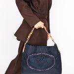 Prada Tessuto Logo Shoulder Bag Navy