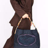 Prada Tessuto Logo Shoulder Bag Navy