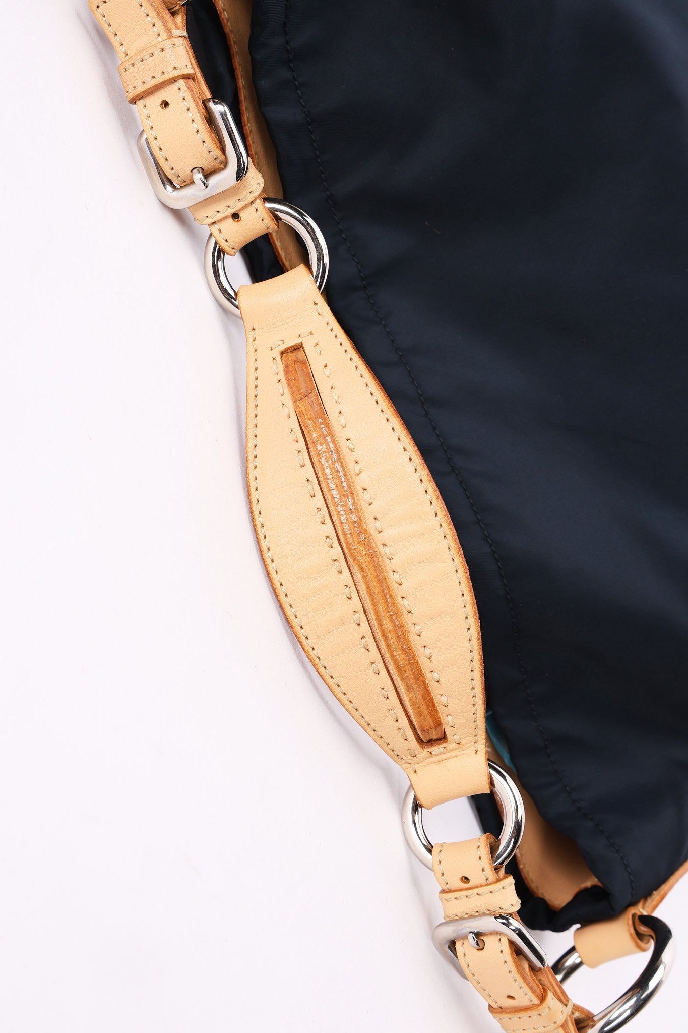Prada Tessuto Logo Shoulder Bag Navy