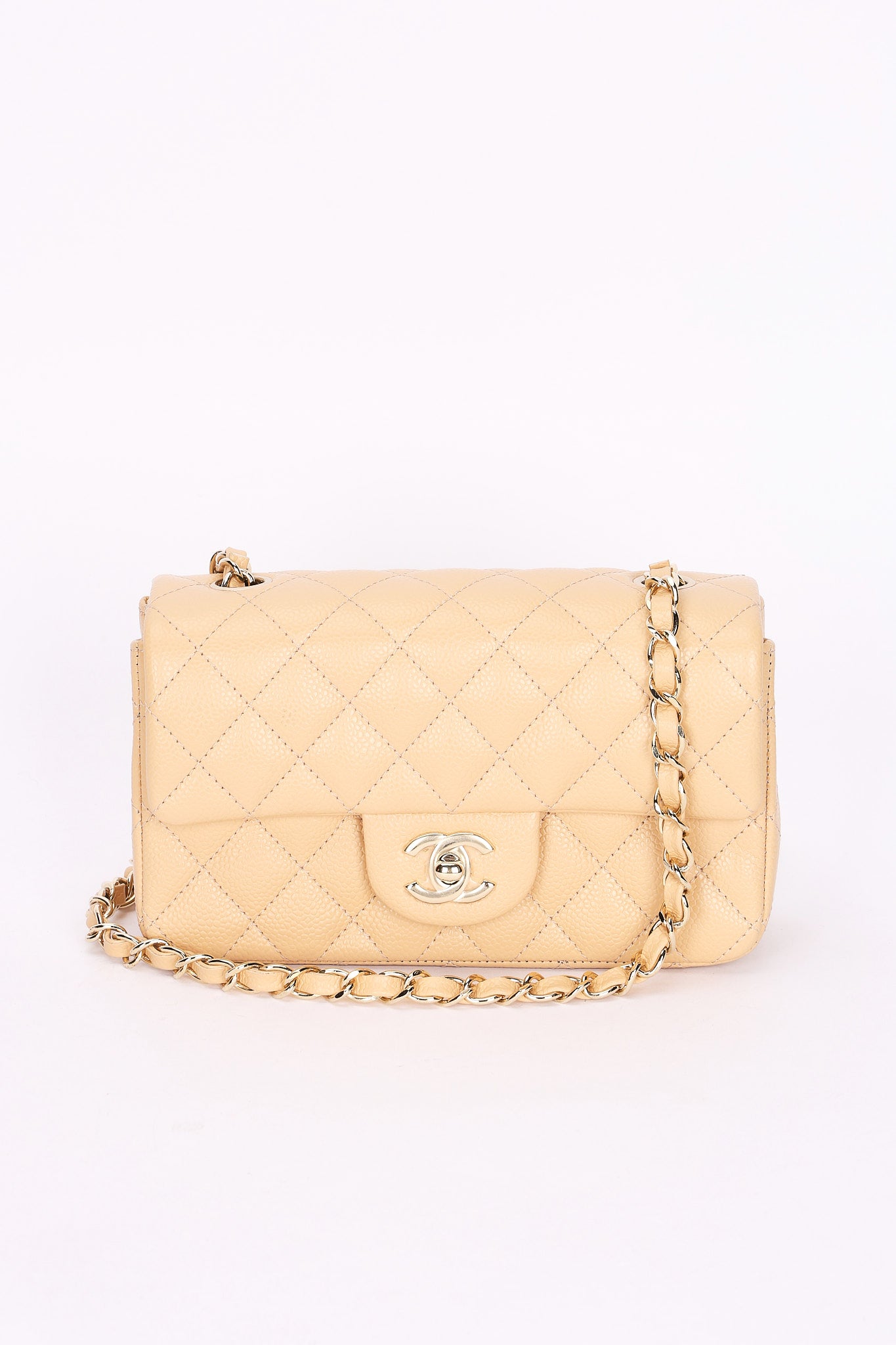 Chanel Mini Rectangular Beige Caviar CGHW