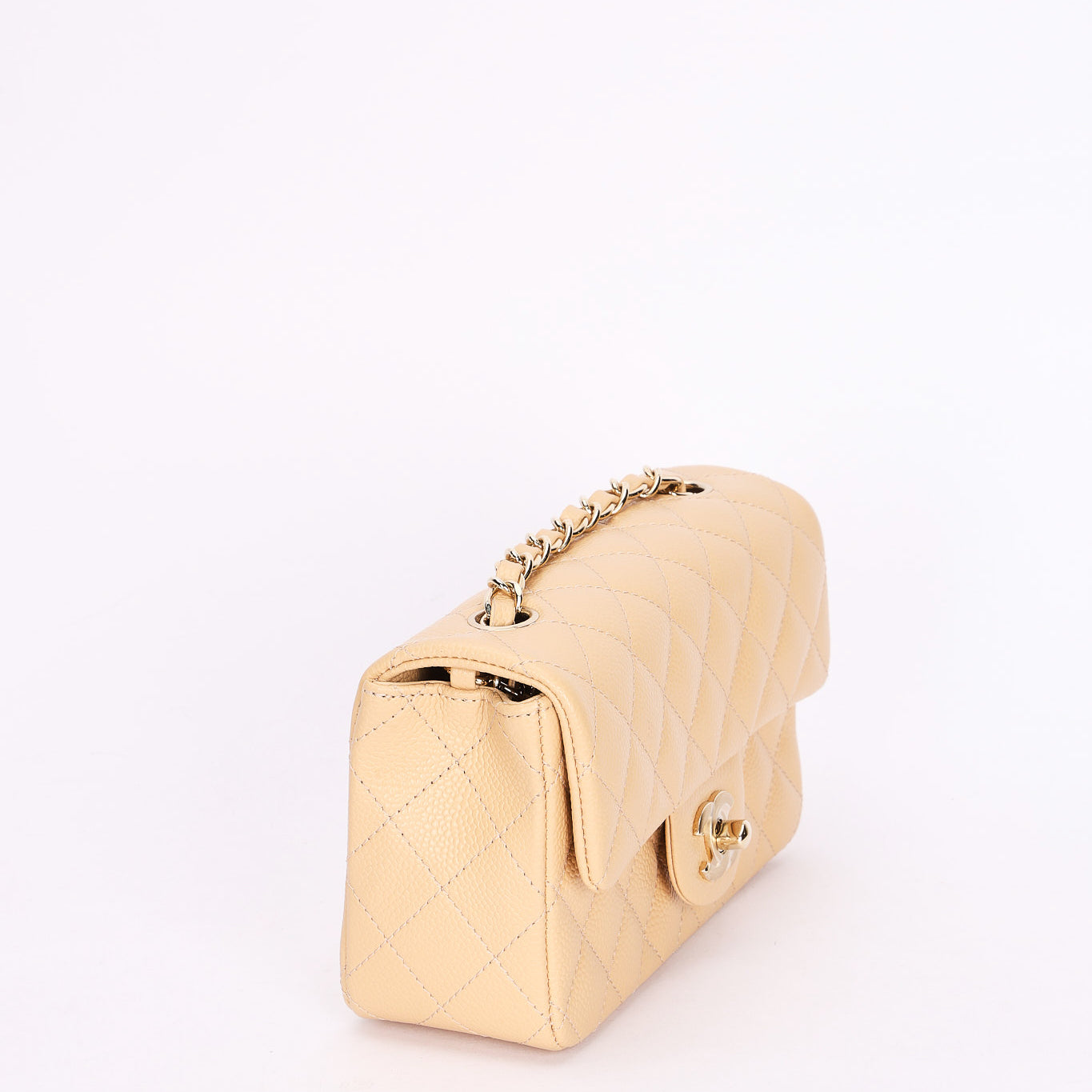 Chanel Mini Rectangular Beige Caviar CGHW