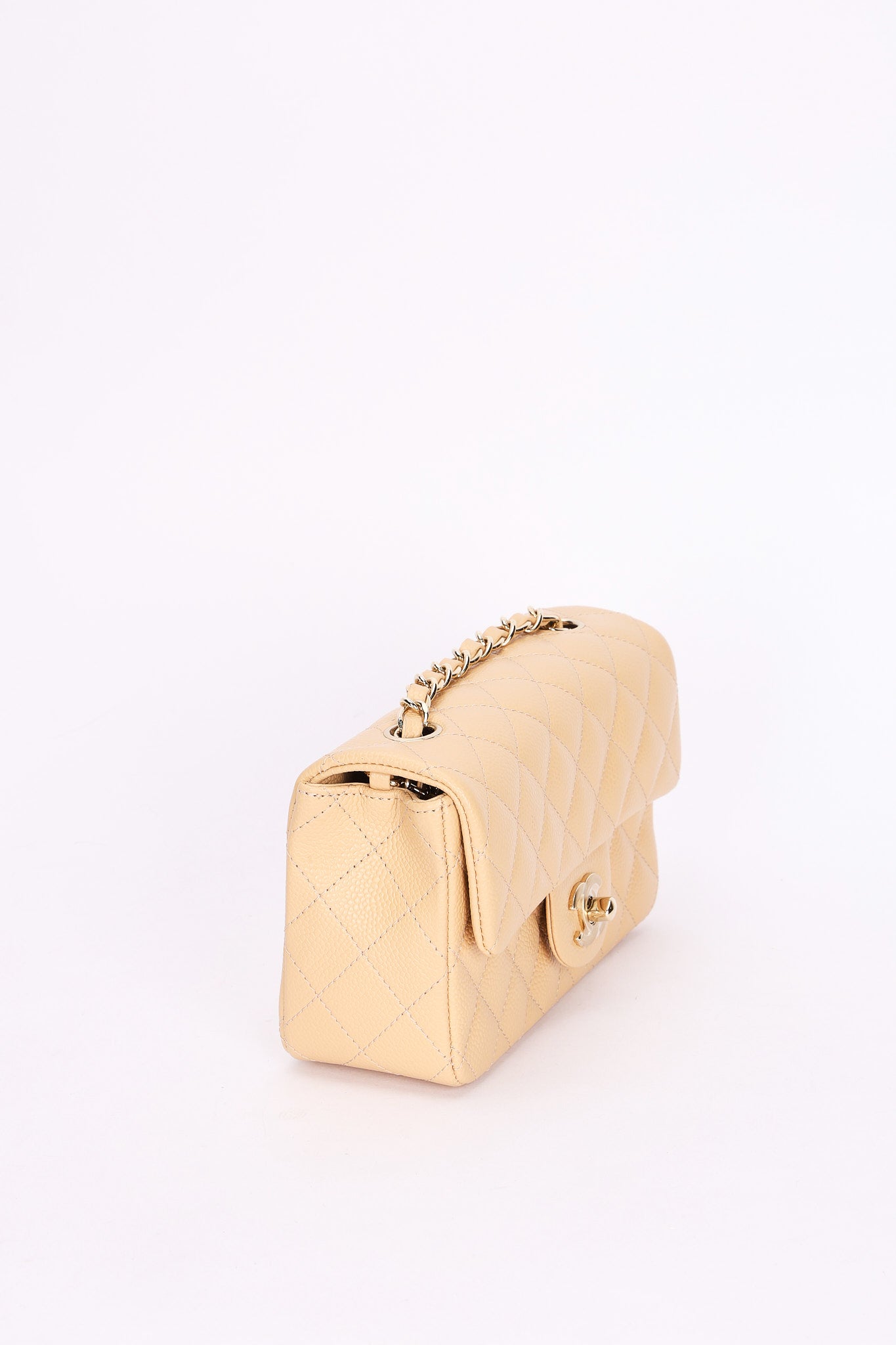 Chanel Mini Rectangular Beige Caviar CGHW