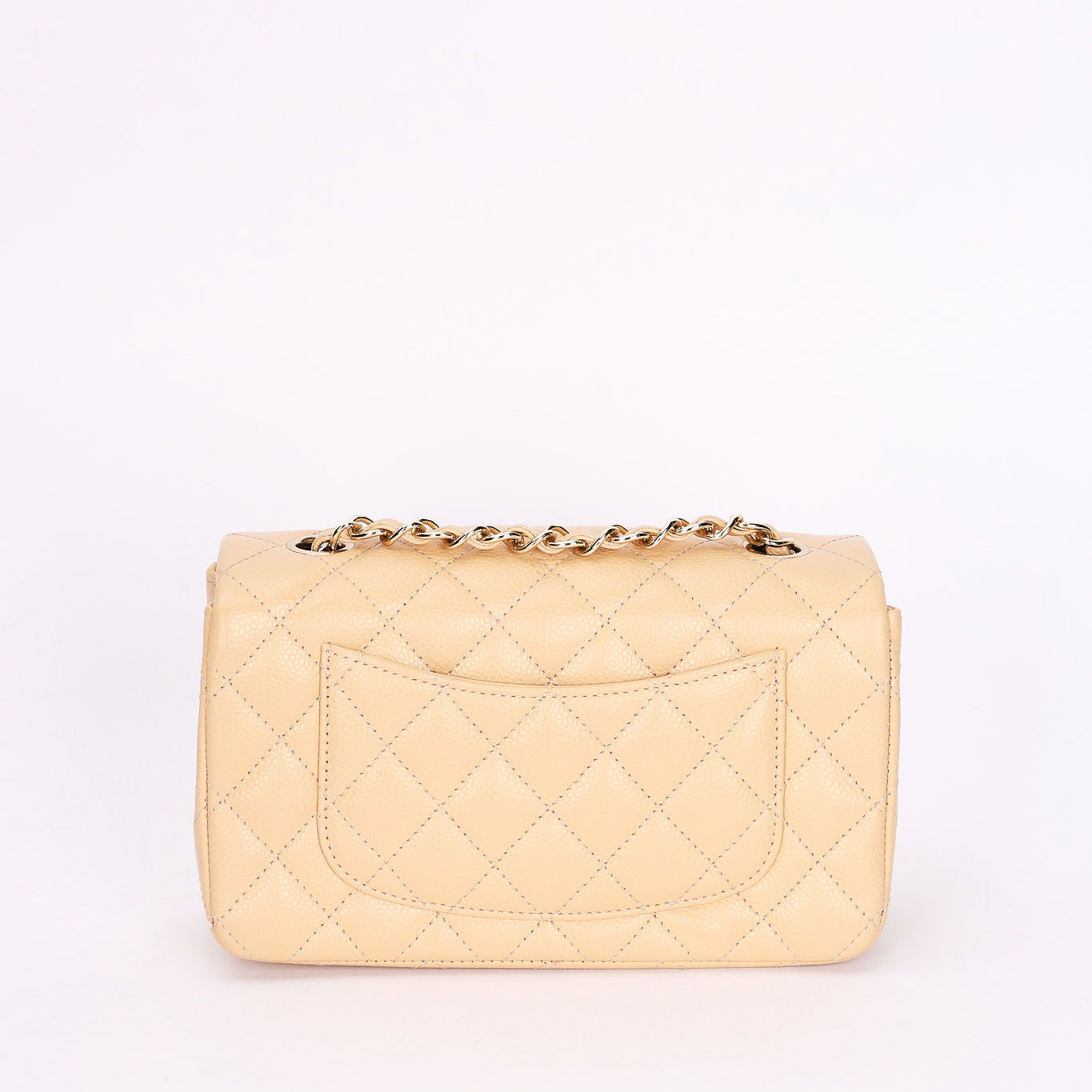 Chanel Mini Rectangular Beige Caviar CGHW