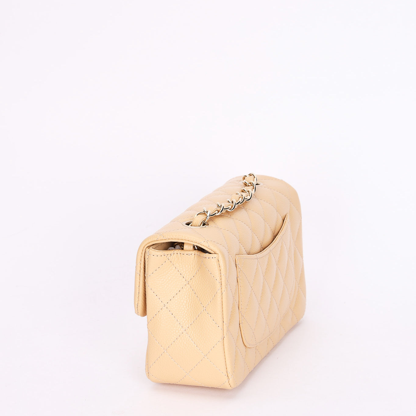 Chanel Mini Rectangular Beige Caviar CGHW