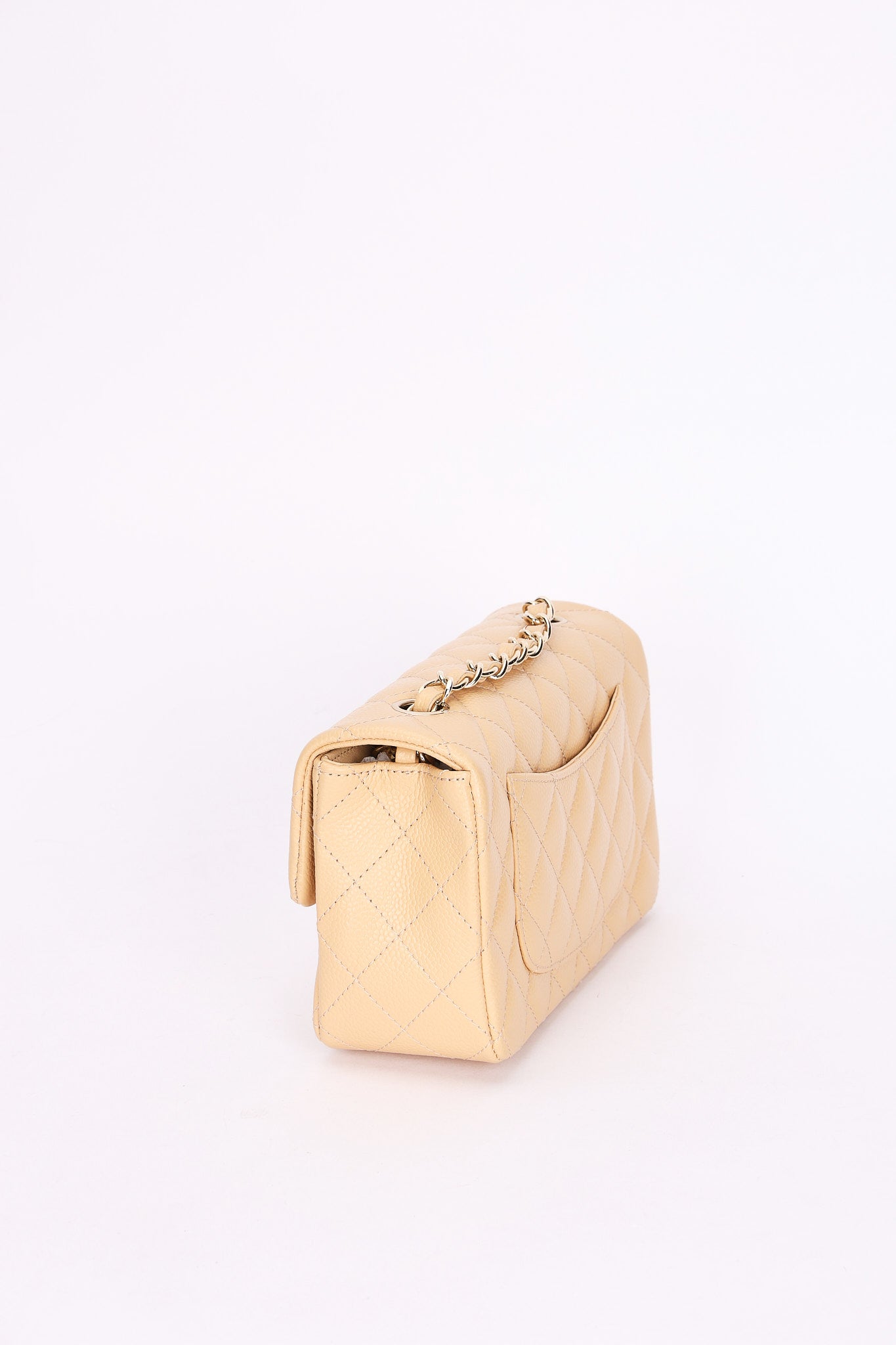 Chanel Mini Rectangular Beige Caviar CGHW