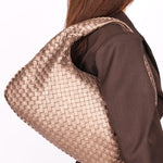Bottega Veneta Small Intrecciato Hobo Metallic Taupe