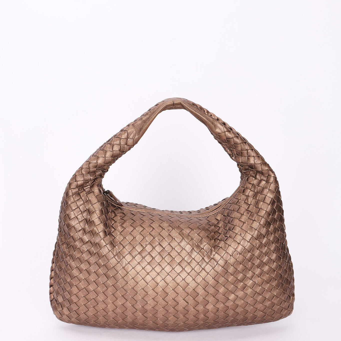 Bottega Veneta Small Intrecciato Hobo Metallic Taupe