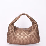 Bottega Veneta Small Intrecciato Hobo Metallic Taupe