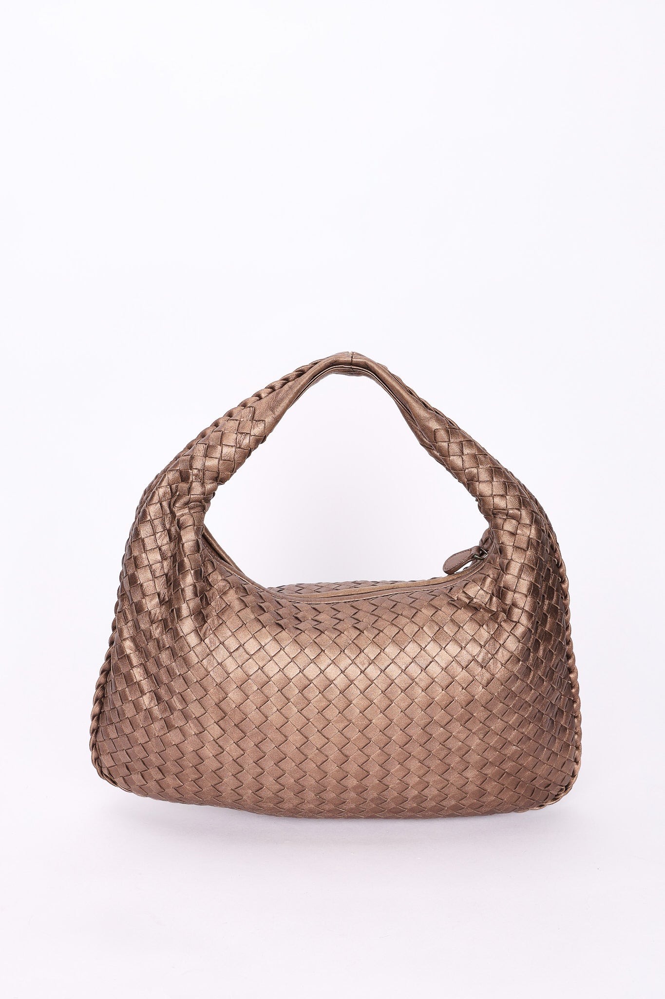 Bottega Veneta Small Intrecciato Hobo Metallic Taupe
