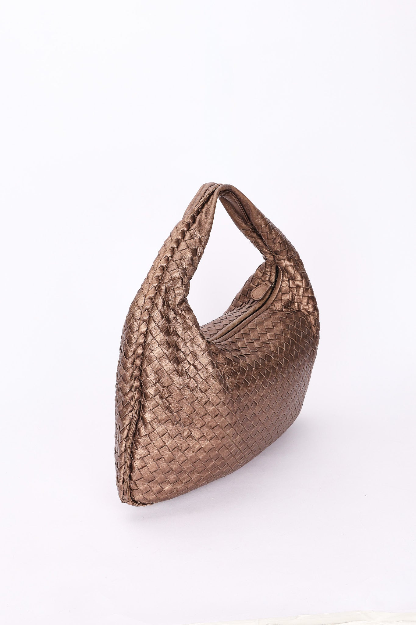 Bottega Veneta Small Intrecciato Hobo Metallic Taupe