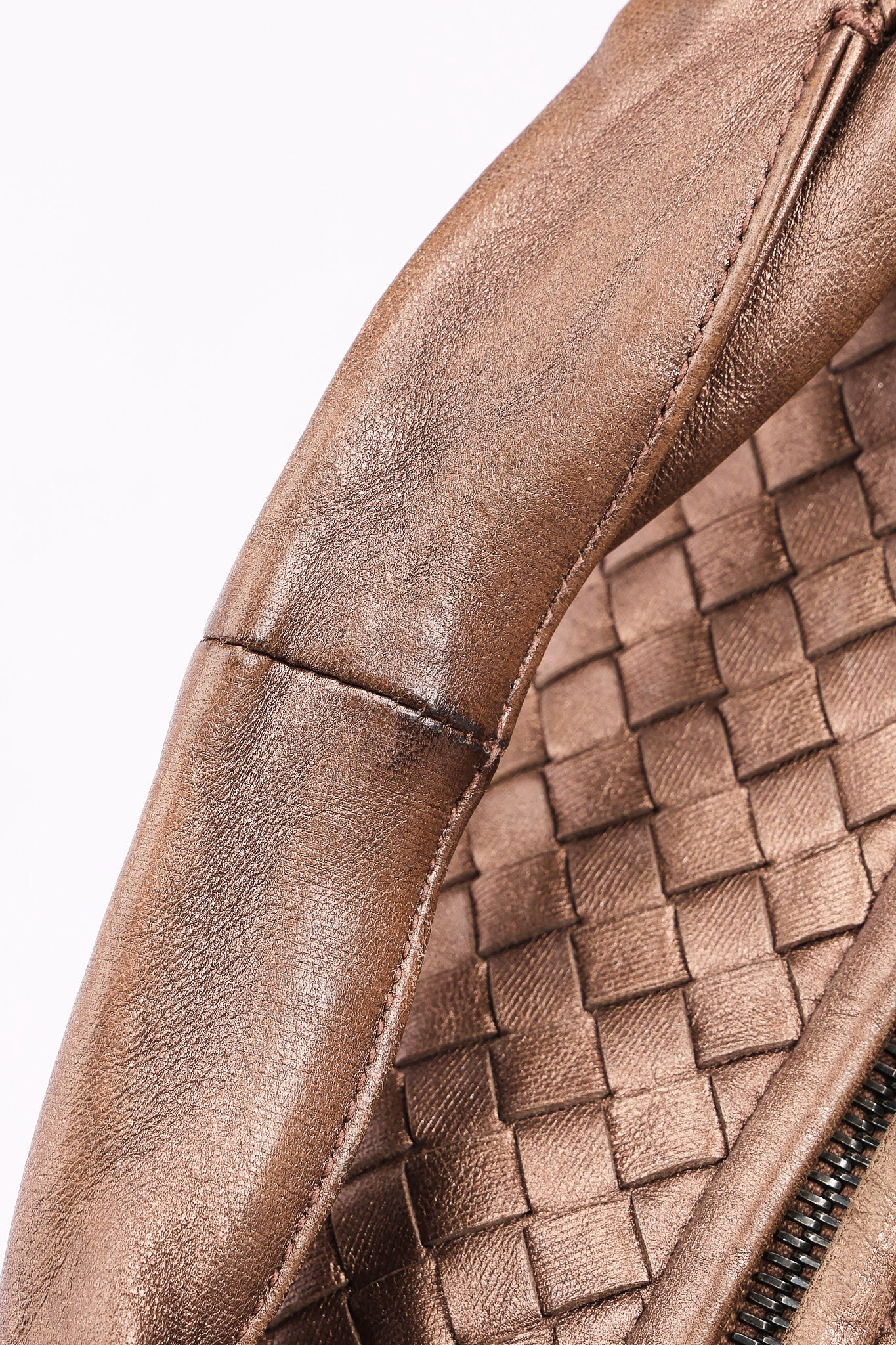 Bottega Veneta Small Intrecciato Hobo Metallic Taupe