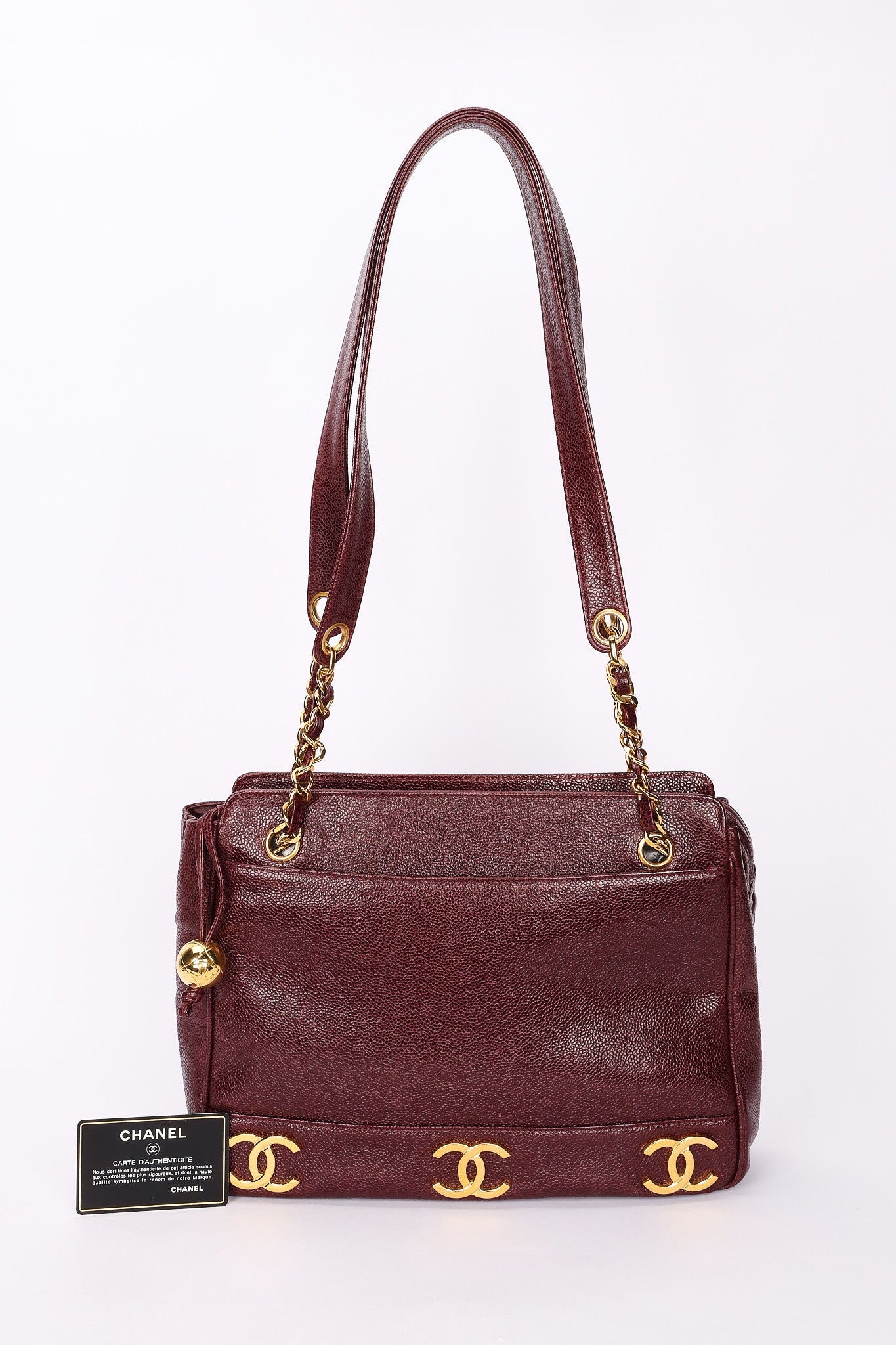 Chanel Triple CC Shoulder Bag Bordeaux Caviar 24K GP