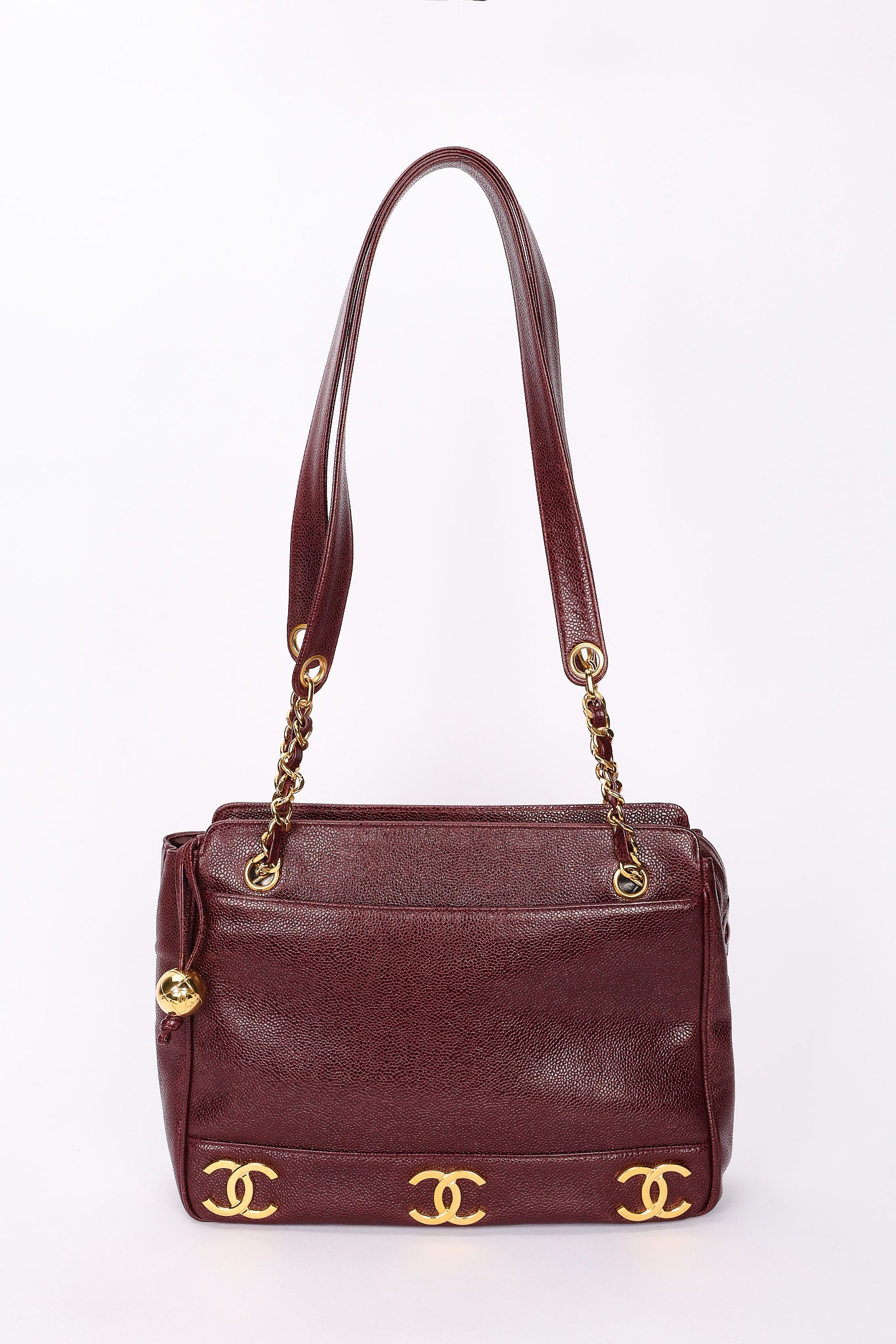 Chanel Triple CC Shoulder Bag Bordeaux Caviar 24K GP