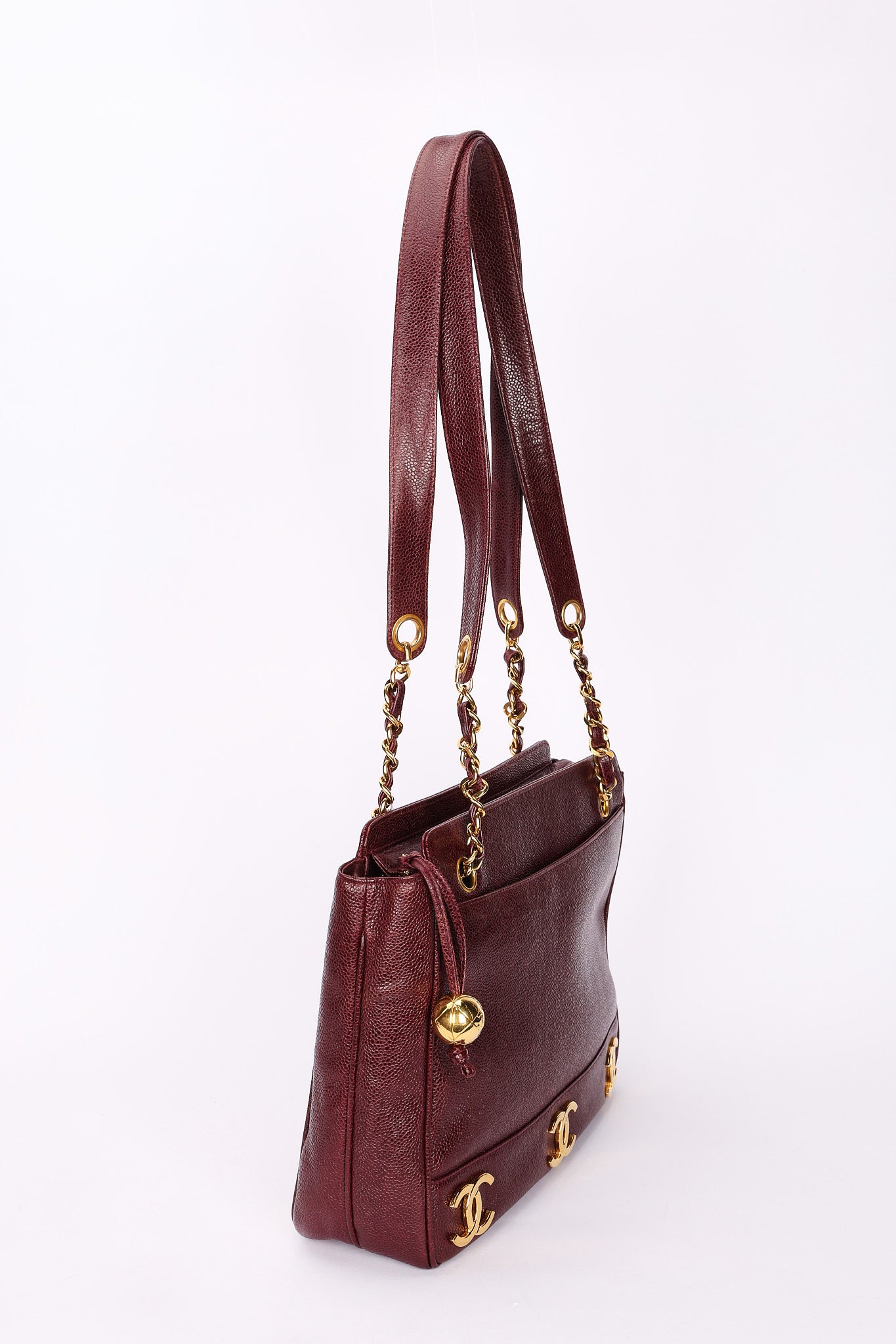 Chanel Triple CC Shoulder Bag Bordeaux Caviar 24K GP