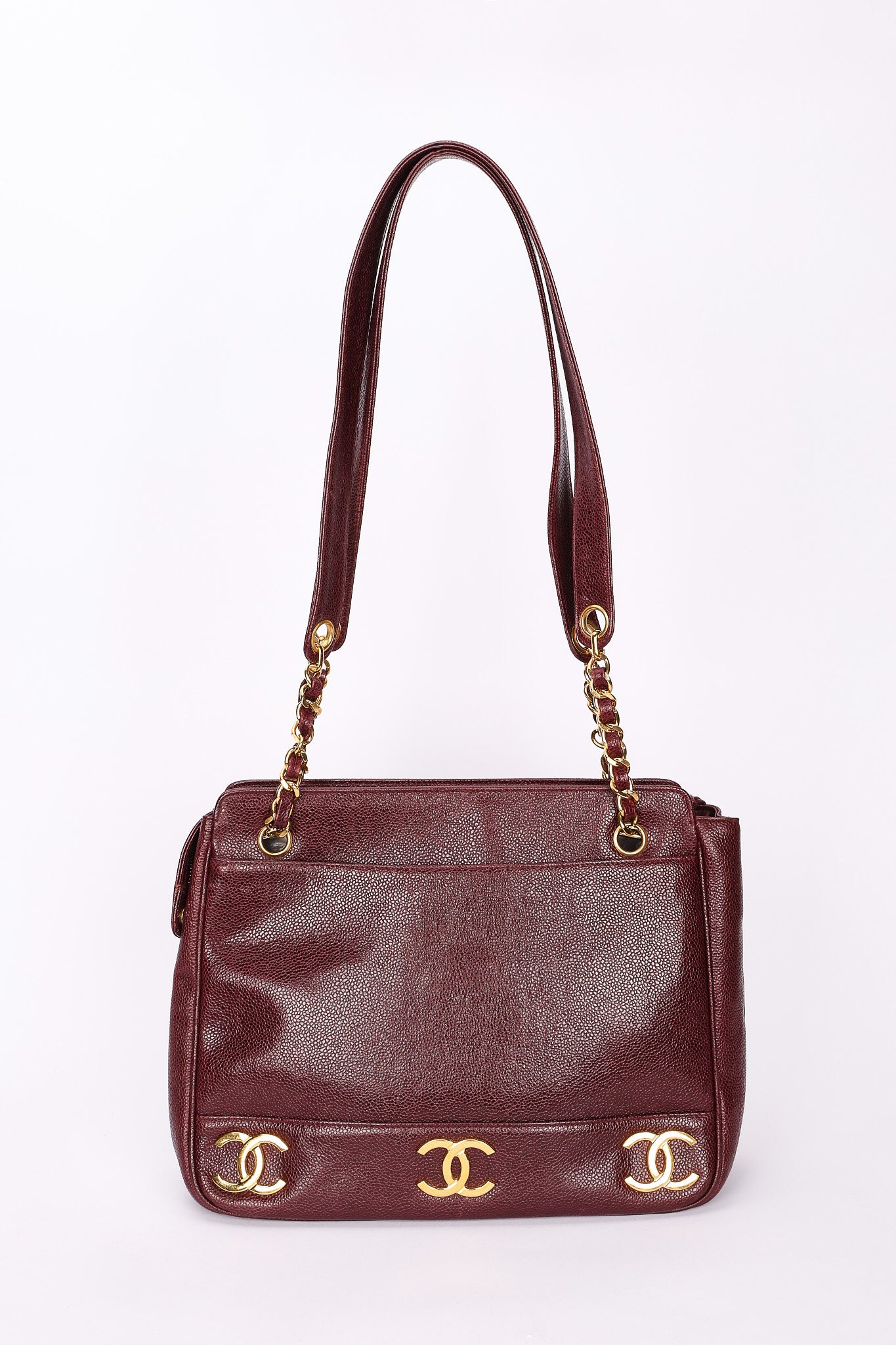 Chanel Triple CC Shoulder Bag Bordeaux Caviar 24K GP