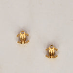 Chanel 2003 CC Onyx and Crystal Clip-On Earrings 24K GP