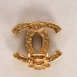 Chanel 2003 CC Onyx and Crystal Clip-On Earrings 24K GP
