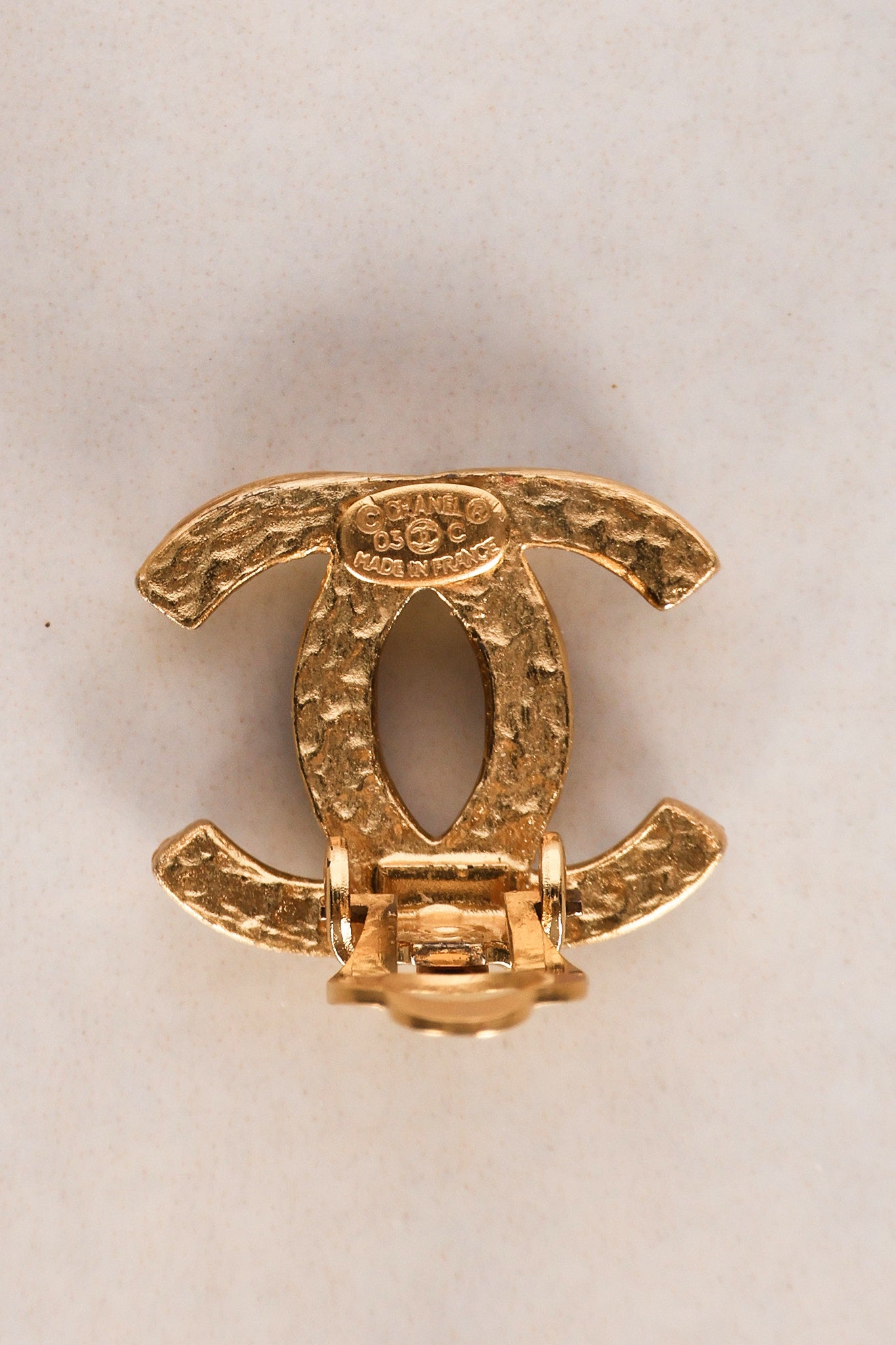 Chanel 2003 CC Onyx and Crystal Clip-On Earrings 24K GP