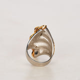 18K Yellow Gold and Pt900 Platinum Abstract Shell Diamond Ring, Size US 6.25