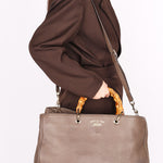 Gucci Large Bamboo Shopper Tote Taupe